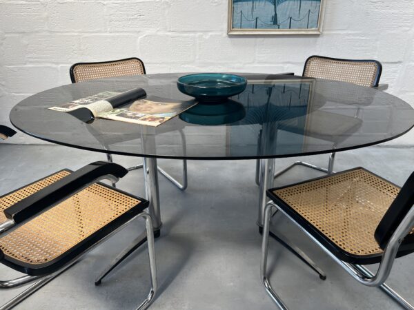 Set of 4 Cesca Style Dining Chairs and Glass Oval Table