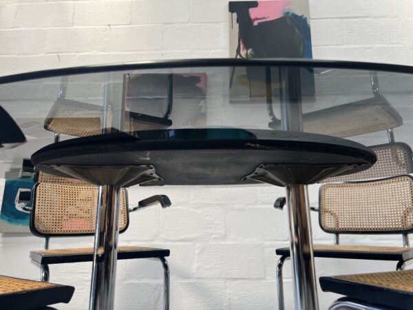 Set of 4 Cesca Style Dining Chairs and Glass Oval Table