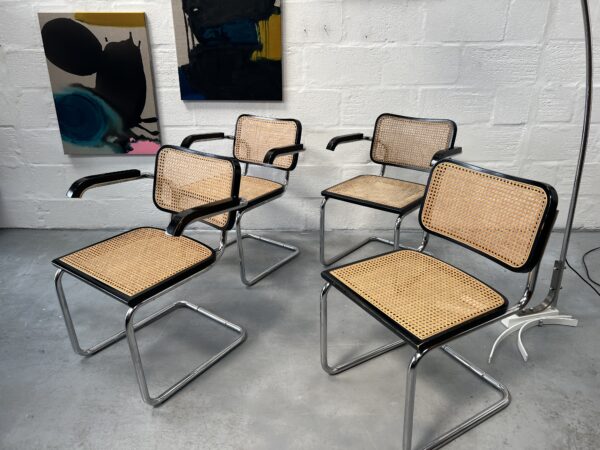 Set of 4 Cesca Style Dining Chairs and Glass Oval Table