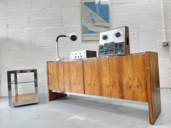 1970s Merrow Associates Rosewood & Chrome Sideboard by Richard Young