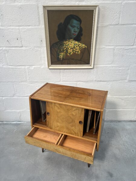 1950s Mid Century Vinyl Record Storage / Cabinet on Atomic Style Legs 