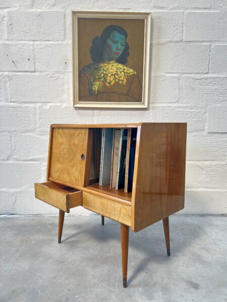 1950s Mid Century Vinyl Record Storage / Cabinet on Atomic Style Legs 