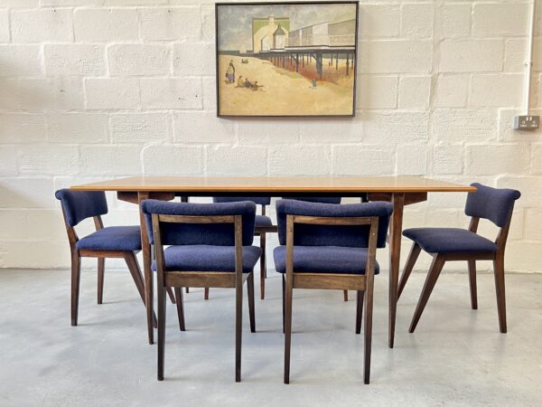 J. Christopher Heal for Heals Dining Suite, Utility CC41 Table & 6 Upholstered Dining Chairs