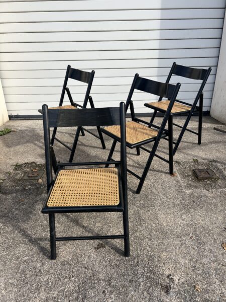 Early 1980s Habitat Black Beech and Cane 'Carole' Folding Chairs