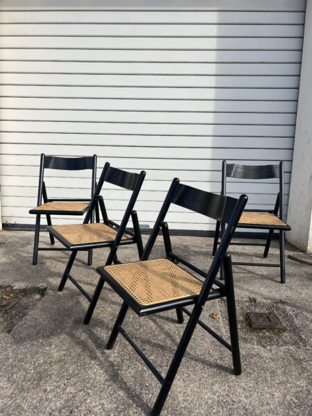 Early 1980s Habitat Black Beech and Cane 'Carole' Folding Chairs