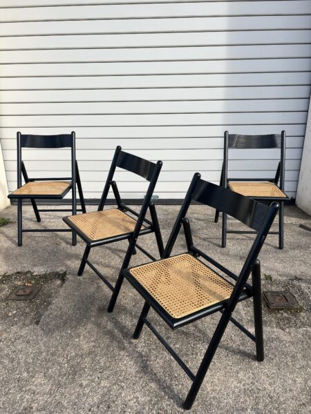 Early 1980s Habitat Black Beech and Cane 'Carole' Folding Chairs