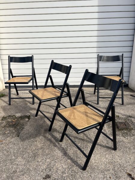 Early 1980s Habitat Black Beech and Cane 'Carole' Folding Chairs