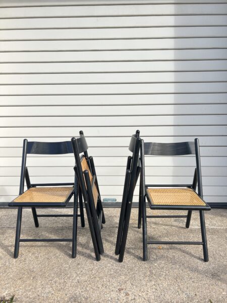 Early 1980s Habitat Black Beech and Cane 'Carole' Folding Chairs