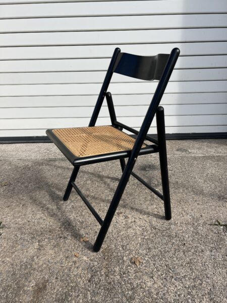 Early 1980s Habitat Black Beech and Cane 'Carole' Folding Chairs