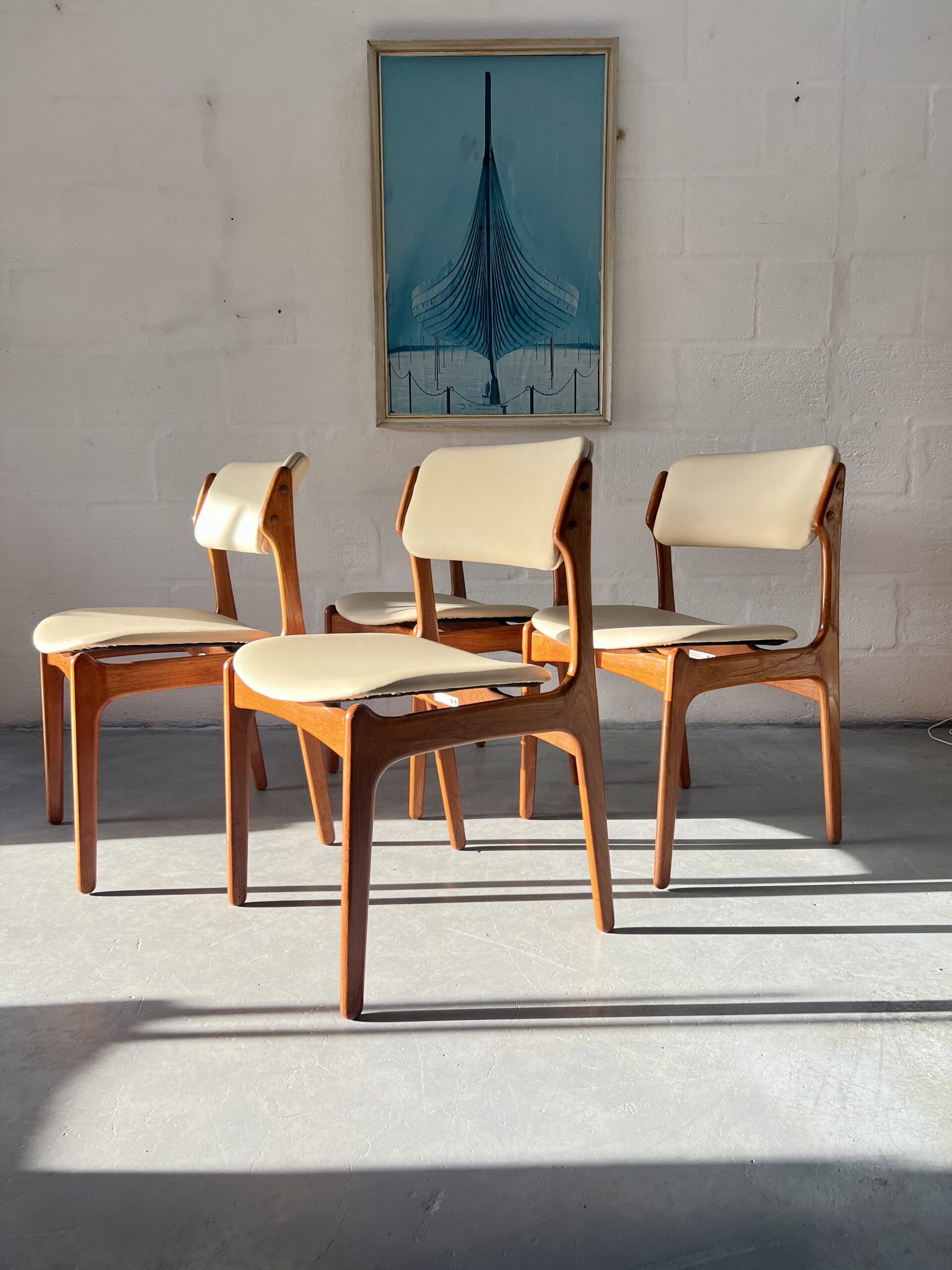 Set of 4 1970s Erik Buch for Domus Danica Danish Teak Dining Chairs