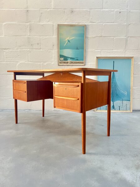 Danish Teak Desk designed by Gunnar Nielsen for Tibergaard