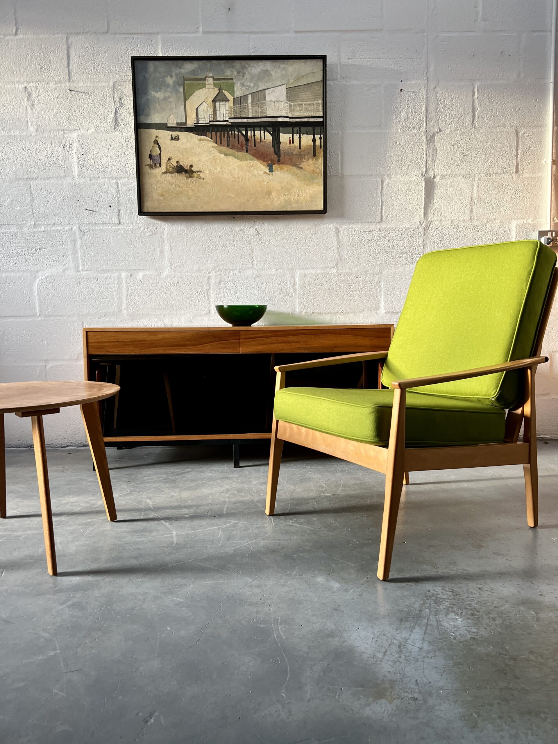 Single Scandi Mid Century Beech Armchair