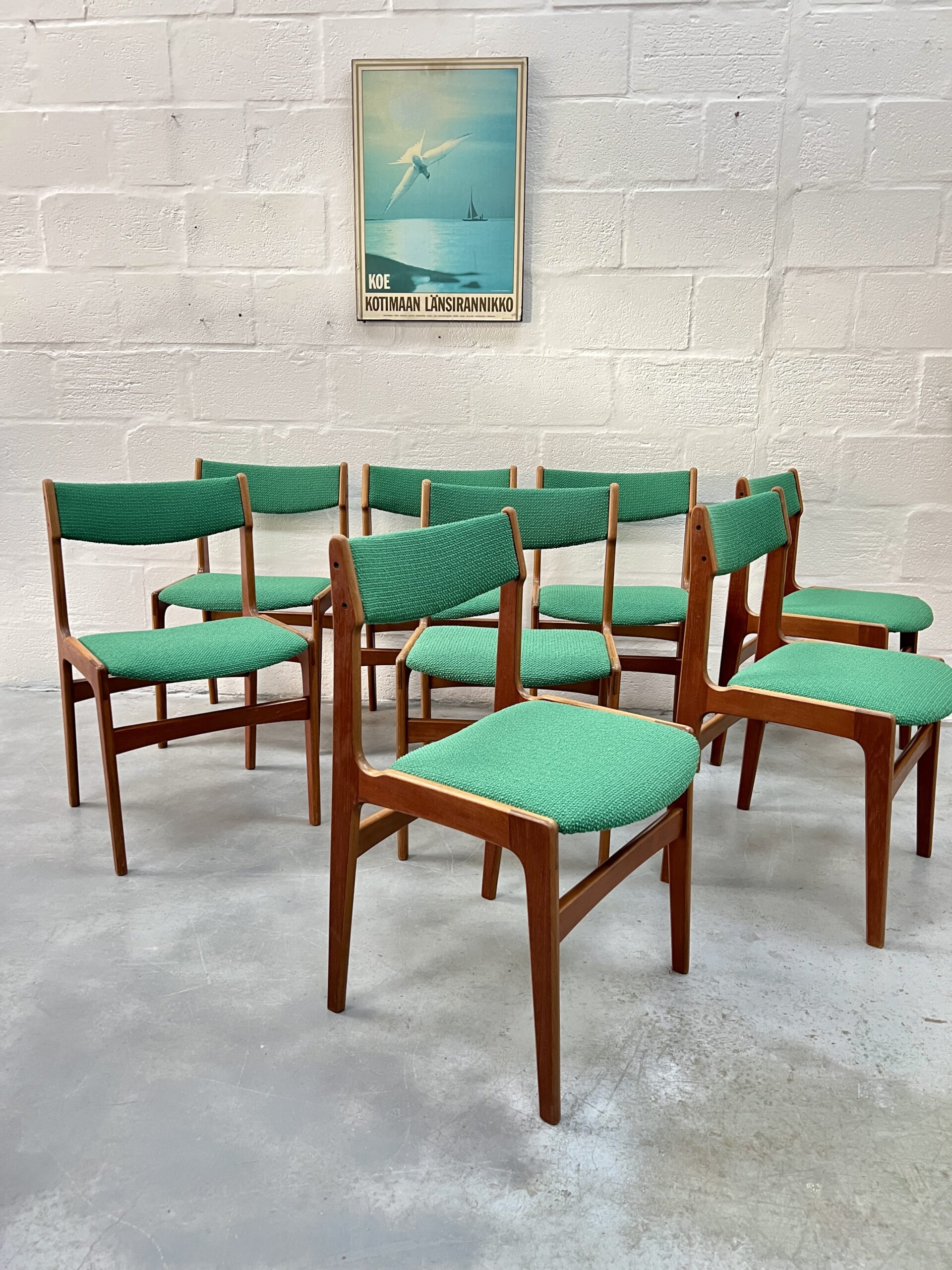 8 Vintage Erik Buch Danish Dining Chairs for O.D Mobler, Model 89