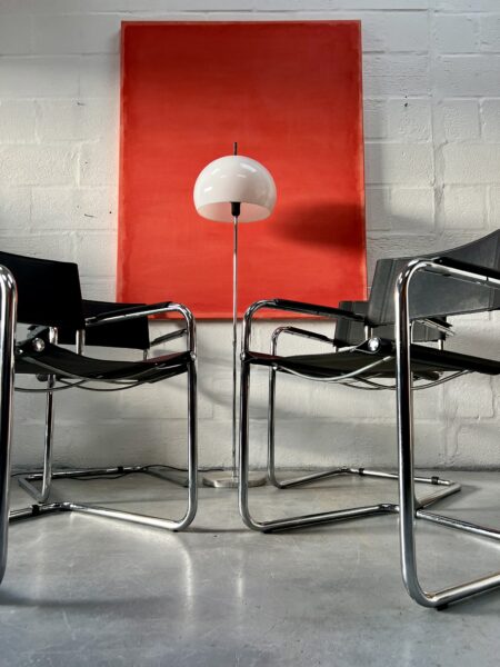 Set of 4 Black Faux Leather Chairs Bauhaus Style 