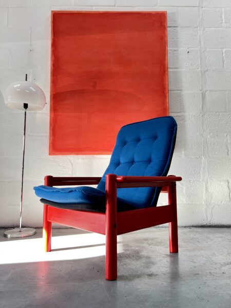 1970s Danish Pine Lounge Chair by Domino Møbler