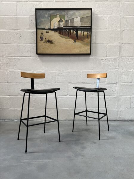 Pair of Black Framed 'Program' Stools Designed by Frank Guille for Kandya, 1958