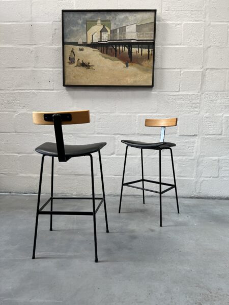 Pair of Black Framed 'Program' Stools Designed by Frank Guille for Kandya, 1958