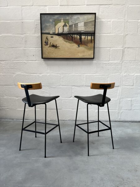 Pair of Black Framed 'Program' Stools Designed by Frank Guille for Kandya, 1958