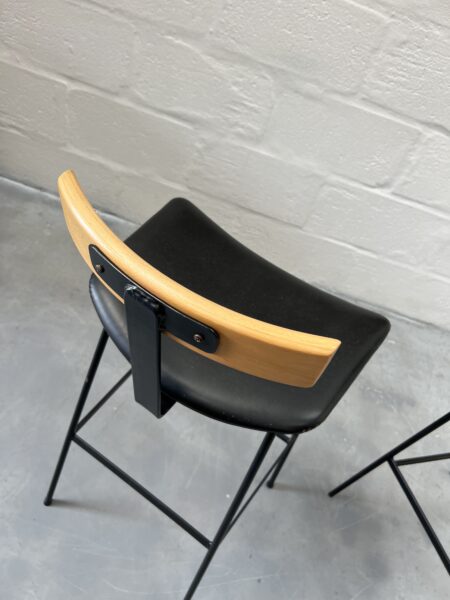 Pair of Black Framed 'Program' Stools Designed by Frank Guille for Kandya, 1958