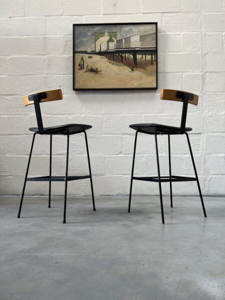 Pair of Black Framed 'Program' Stools Designed by Frank Guille for Kandya, 1958