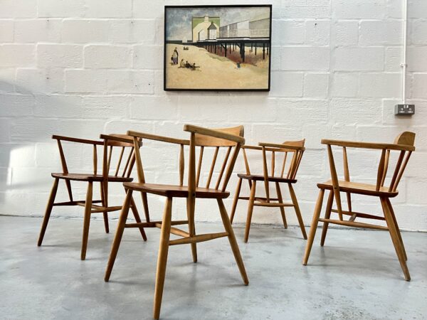 4 x Vintage Windsor Bow Captains Chairs