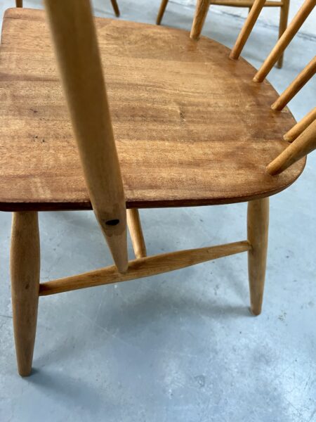4 x Vintage Windsor Bow Captains Chairs
