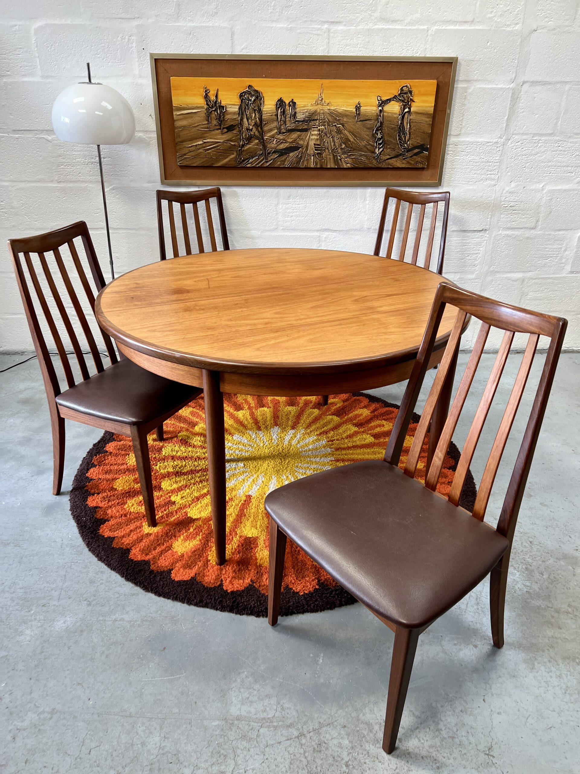 Retro G Plan 1970s Fresco Dining Table & 4 Chairs By Victor Wilkins