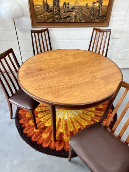 Retro G Plan 1970s Fresco Dining Table & 4 Chairs By Victor Wilkins