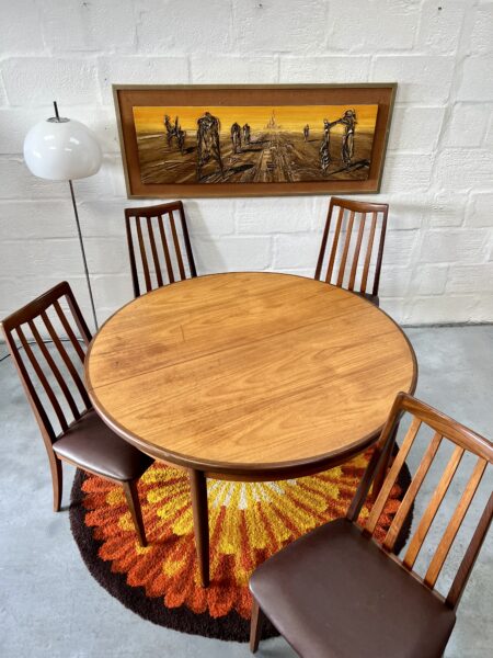 Retro G Plan 1970s Fresco Dining Table & 4 Chairs By Victor Wilkins