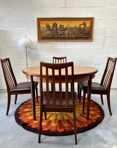 Retro G Plan 1970s Fresco Dining Table & 4 Chairs By Victor Wilkins