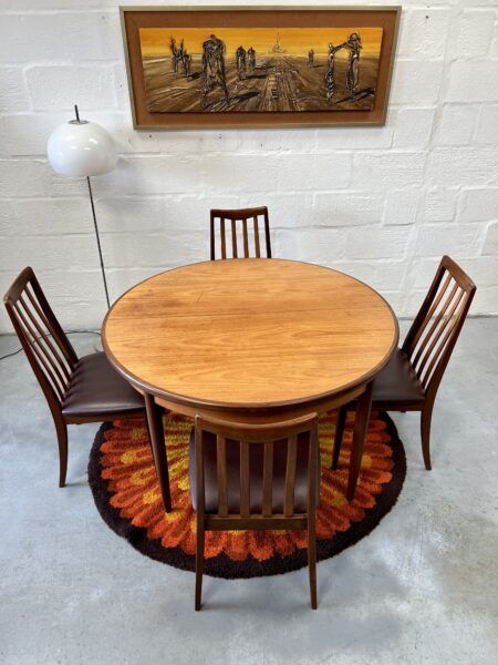 Retro G Plan 1970s Fresco Dining Table & 4 Chairs By Victor Wilkins