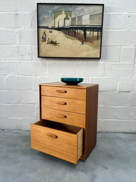 1960s Austinsuite Vintage Teak Chest of Drawers on Castors