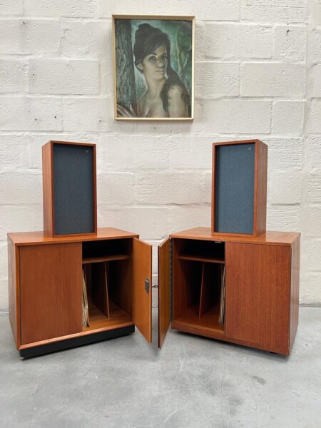 Pair of Vintage Dynatron Vinyl Record Cabinets