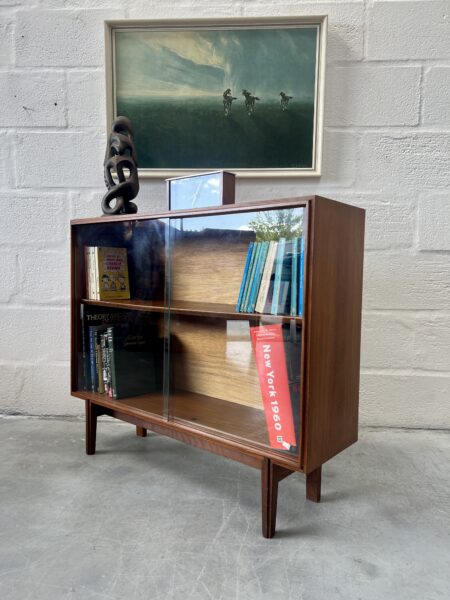 1960s Glass Sliding Door Bookcase Designed by Robert Heritage