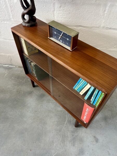 1960s Glass Sliding Door Bookcase Designed by Robert Heritage