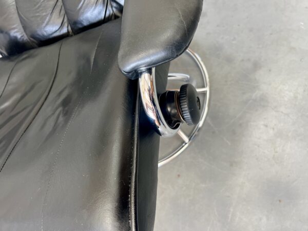 Vintage Black Leather Stressless Lounge Chair with Ottoman by Ekornes, Norway