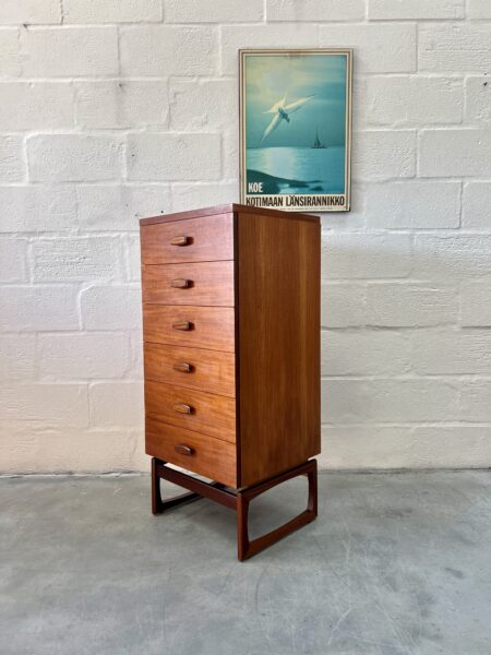 Mid Century G Plan Teak Quadrille 'Tallboy' Chest of Drawers 