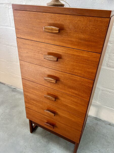 Mid Century G Plan Teak Quadrille 'Tallboy' Chest of Drawers 