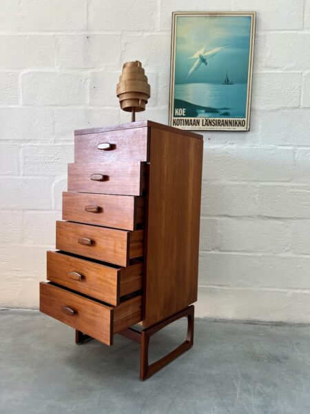 Mid Century G Plan Teak Quadrille 'Tallboy' Chest of Drawers 