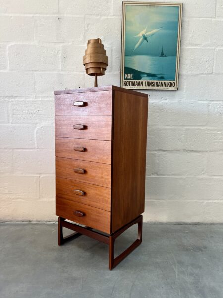 Mid Century G Plan Teak Quadrille 'Tallboy' Chest of Drawers 