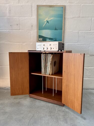 Vintage 1960s Double Height Record Vinyl Cabinet Storage