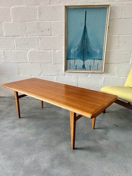 1960s Vintage Scandinavian Teak and Oak Coffee Table