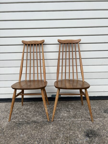 2 x Vintage Ercol Goldsmith Dining Chairs Blue Label