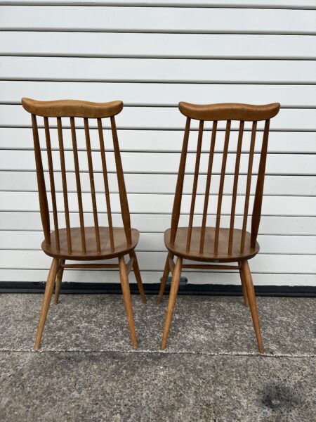 2 x Vintage Ercol Goldsmith Dining Chairs Blue Label