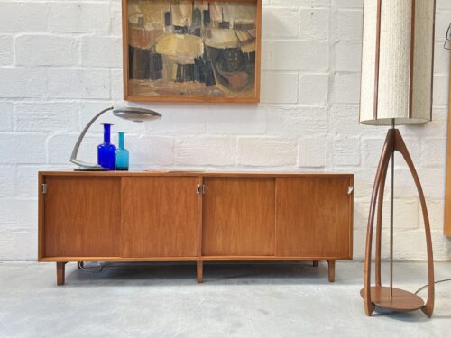 1950s Mid Century Four Door Walnut Sideboard by Knoll Associates 