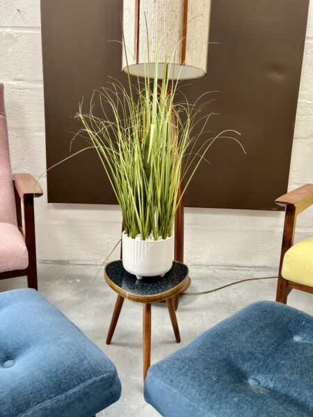 Mid 20th Century Side Table / Plant Table With Faux Tile Laminate Top