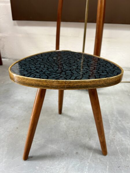 Mid 20th Century Side Table / Plant Table With Faux Tile Laminate Top