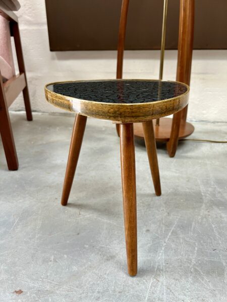 Mid 20th Century Side Table / Plant Table With Faux Tile Laminate Top