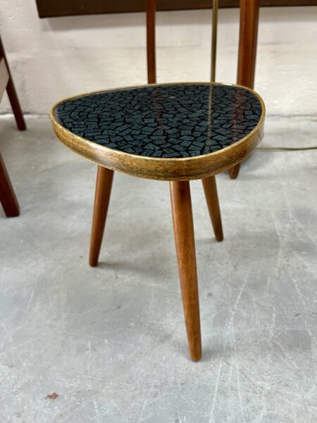 Mid 20th Century Side Table / Plant Table With Faux Tile Laminate Top