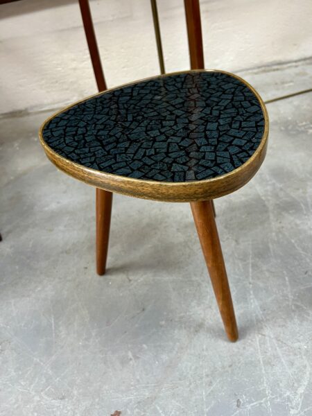 Mid 20th Century Side Table / Plant Table With Faux Tile Laminate Top